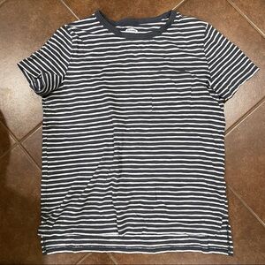 Old Navy Black and White Striped Short Sleeve Tee